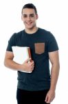 Boy Ready To Attend Class Stock Photo