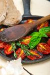 Baked Cherry Tomatoes With Basil And Thyme Stock Photo