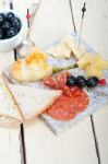 Mix Cold Cut On A Stone With Fresh Pears Stock Photo