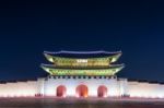 Gyeongbokgung Palace At Night In Seoul, South Korea Stock Photo