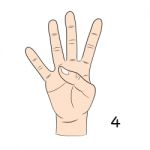 Sign Language,number 4 Stock Photo