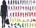 Silhouettes Women Stock Photo