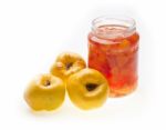 Quince Fruit and jam in jar Stock Photo