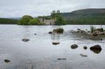 Castle In The Middle Of Loch An Eilein Near Aviemore Scotland Stock Photo