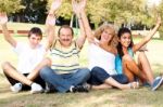 Young Family Having Fun In The Nature Stock Photo