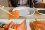 Salmon Fish And Other Fish Raw On Table Stock Photo