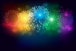 Colorful Firework On Black Background For Celebration Stock Photo