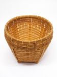 Empty Brown Wicker Woven Basket Isolated Stock Photo