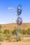 Windmill On The Farm In Namibia Stock Photo