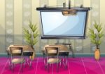 Cartoon  Illustration Interior Office Room With Separated Layers Stock Photo