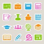 Education Sticker Icons Set Stock Photo