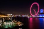 View Of The London Eye At Night Stock Photo