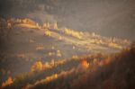 Fall In Mountain Hills. October Scene Stock Photo