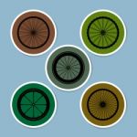 Bicycle Wheel Icon Set Stock Photo