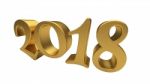 Gold 2018 Lettering Isolated Stock Photo