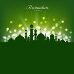 Mosque Silhouette And Abstract Light For Ramadan Of Islam Stock Photo