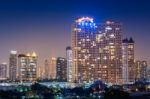 Night Architecture Business Office Building And  Modern Complex Stock Photo