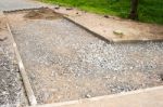 Construction Of A New Pavement Of Paving Slabs Stock Photo