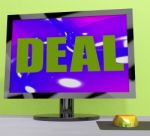 Deal Monitor Shows Trade Contract Or Dealing
 Stock Photo