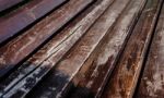 Brown Bench Closeup Stock Photo