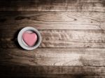 Pink Heart Ceramic In Coffee Cup Stock Photo