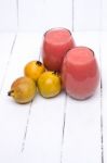 Fresh Guava Juice On A White Background Stock Photo