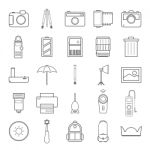 Camera And Accessories Icons Set  Illustration Stock Photo