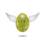 Easter Egg Fly Wing Realistic Color Design  Illustration Stock Photo