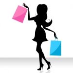 Woman Shopping Means Commercial Activity And Adult Stock Photo