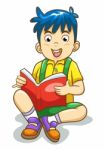 Reading Boy Isolated Stock Photo