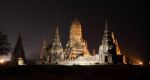 Ancient Pagoda Night From Ayuthaya Thailand Stock Photo