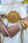 Luxury Gold Bracelets In Thai Ancient Style Stock Photo