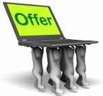 Offer Characters Laptop Shows Cheap Discounting And Reductions Stock Photo