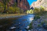 November Sunshine Falls On The Virgin River Stock Photo