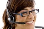 Smiling Customer Service Agent Stock Photo