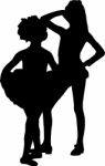 Silhouette sisters Stock Photo