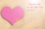 Pink Heart And Motivating Quote Stock Photo