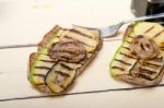 Grilled Vegetables On Bread Stock Photo