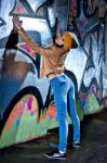 Pretty Young Girl And Graffiti Stock Photo