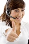 Business Lady With Thumbs Up Stock Photo