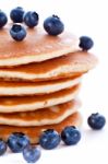 Stack Of Pancakes With Fresh Blueberries Stock Photo