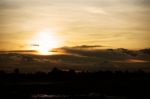 Lotus Pond With A Silhouette At Sunset Stock Photo