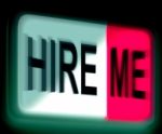 Hire Me Sign Shows Employment Online Stock Photo