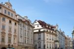 Highly Decorated Apartment Blocks In Prague Stock Photo