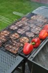 Meat On Barbecue Stock Photo