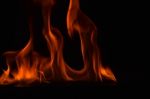 Beautiful Fire Flames On Black Background Stock Photo