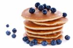 Stack Of Pancakes With Fresh Blueberries Stock Photo