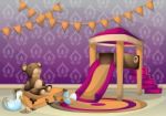 Cartoon  Illustration Interior Kid Room With Separated Layers Stock Photo