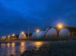 Beautiful Lighting Of Gas Lpg Storage Tank In Petrochemical Indu Stock Photo