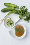 Peanut Sauce And Cucumber Salad Stock Photo